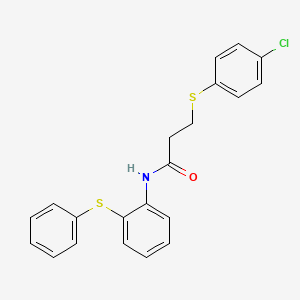 molecular formula C21H18ClNOS2 B11167321 3-[(4-chlorophenyl)sulfanyl]-N-[2-(phenylsulfanyl)phenyl]propanamide 