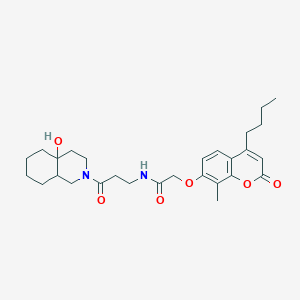 molecular formula C28H38N2O6 B11167374 2-[(4-butyl-8-methyl-2-oxo-2H-chromen-7-yl)oxy]-N-[3-(4a-hydroxyoctahydroisoquinolin-2(1H)-yl)-3-oxopropyl]acetamide 