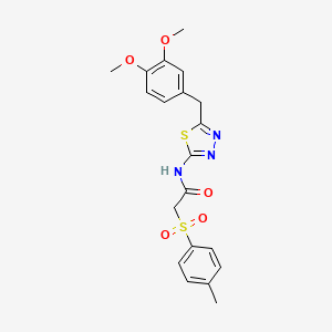 molecular formula C20H21N3O5S2 B11167376 N-[5-(3,4-dimethoxybenzyl)-1,3,4-thiadiazol-2-yl]-2-[(4-methylphenyl)sulfonyl]acetamide 