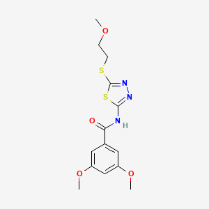 molecular formula C14H17N3O4S2 B11167382 3,5-dimethoxy-N-{5-[(2-methoxyethyl)sulfanyl]-1,3,4-thiadiazol-2-yl}benzamide 