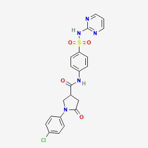 molecular formula C21H18ClN5O4S B11167437 1-(4-chlorophenyl)-5-oxo-N-[4-(pyrimidin-2-ylsulfamoyl)phenyl]pyrrolidine-3-carboxamide 