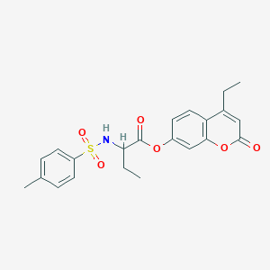 molecular formula C22H23NO6S B11167457 4-ethyl-2-oxo-2H-chromen-7-yl 2-{[(4-methylphenyl)sulfonyl]amino}butanoate 