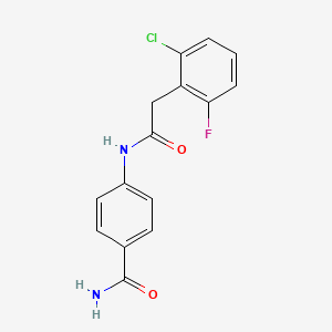 molecular formula C15H12ClFN2O2 B11167465 4-[2-(2-Chloro-6-fluorophenyl)acetamido]benzamide 