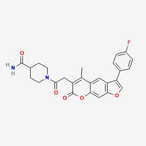 molecular formula C26H23FN2O5 B11167477 1-{[3-(4-fluorophenyl)-5-methyl-7-oxo-7H-furo[3,2-g]chromen-6-yl]acetyl}piperidine-4-carboxamide 