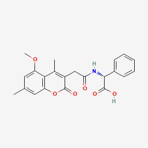 molecular formula C22H21NO6 B11167484 (2R)-{[(5-methoxy-4,7-dimethyl-2-oxo-2H-chromen-3-yl)acetyl]amino}(phenyl)ethanoic acid 