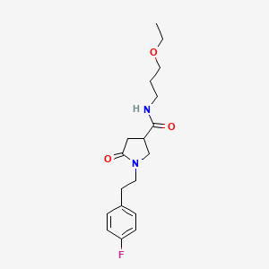 molecular formula C18H25FN2O3 B11167498 N-(3-ethoxypropyl)-1-[2-(4-fluorophenyl)ethyl]-5-oxopyrrolidine-3-carboxamide 