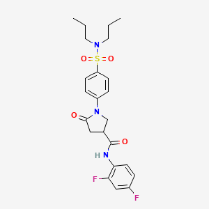 molecular formula C23H27F2N3O4S B11167510 N-(2,4-difluorophenyl)-1-[4-(dipropylsulfamoyl)phenyl]-5-oxopyrrolidine-3-carboxamide 