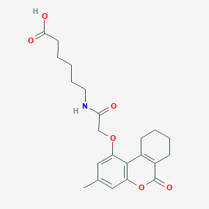 molecular formula C22H27NO6 B11167518 6-({[(3-methyl-6-oxo-7,8,9,10-tetrahydro-6H-benzo[c]chromen-1-yl)oxy]acetyl}amino)hexanoic acid 