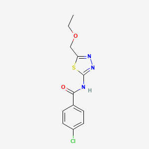 molecular formula C12H12ClN3O2S B11167519 4-chloro-N-[5-(ethoxymethyl)-1,3,4-thiadiazol-2-yl]benzamide 