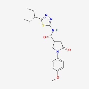 1-(4-methoxyphenyl)-5-oxo-N-[5-(pentan-3-yl)-1,3,4-thiadiazol-2-yl]pyrrolidine-3-carboxamide