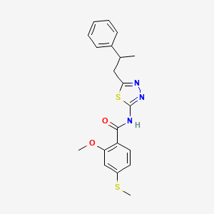 2-methoxy-4-(methylsulfanyl)-N-[5-(2-phenylpropyl)-1,3,4-thiadiazol-2-yl]benzamide