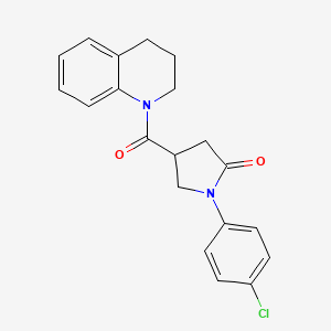 molecular formula C20H19ClN2O2 B11167665 1-(4-Chloro-phenyl)-4-(3,4-dihydro-2H-quinoline-1-carbonyl)-pyrrolidin-2-one 