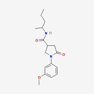 molecular formula C17H24N2O3 B11167688 1-(3-methoxyphenyl)-5-oxo-N-(pentan-2-yl)pyrrolidine-3-carboxamide 