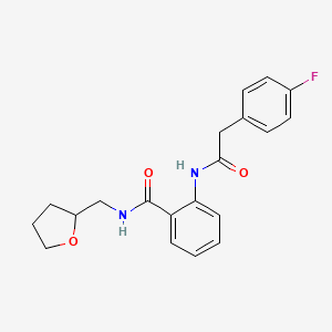 molecular formula C20H21FN2O3 B11167765 2-{[(4-fluorophenyl)acetyl]amino}-N-(tetrahydrofuran-2-ylmethyl)benzamide 