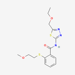 molecular formula C15H19N3O3S2 B11167783 N-[5-(ethoxymethyl)-1,3,4-thiadiazol-2-yl]-2-[(2-methoxyethyl)sulfanyl]benzamide 