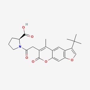 molecular formula C23H25NO6 B11167786 1-[(3-tert-butyl-5-methyl-7-oxo-7H-furo[3,2-g]chromen-6-yl)acetyl]-L-proline 