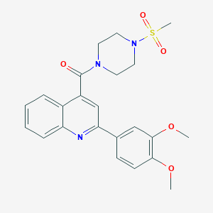 molecular formula C23H25N3O5S B11167810 [2-(3,4-Dimethoxyphenyl)-4-quinolyl][4-(methylsulfonyl)piperazino]methanone 