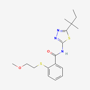 2-[(2-methoxyethyl)sulfanyl]-N-[5-(2-methylbutan-2-yl)-1,3,4-thiadiazol-2-yl]benzamide