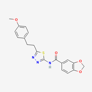 molecular formula C19H17N3O4S B11167873 N-{5-[2-(4-methoxyphenyl)ethyl]-1,3,4-thiadiazol-2-yl}-1,3-benzodioxole-5-carboxamide 