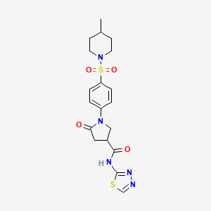 1-{4-[(4-methylpiperidin-1-yl)sulfonyl]phenyl}-5-oxo-N-(1,3,4-thiadiazol-2-yl)pyrrolidine-3-carboxamide