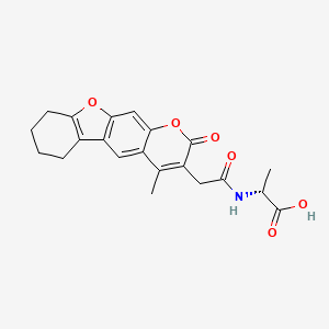 molecular formula C21H21NO6 B11167925 (2R)-2-{[2-(4-methyl-2-oxo-6,7,8,9-tetrahydro-2H-[1]benzofuro[3,2-g]chromen-3-yl)acetyl]amino}propanoic acid 