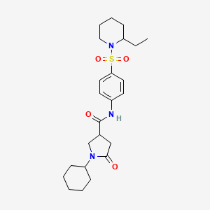 molecular formula C24H35N3O4S B11167994 1-cyclohexyl-N-{4-[(2-ethylpiperidin-1-yl)sulfonyl]phenyl}-5-oxopyrrolidine-3-carboxamide 