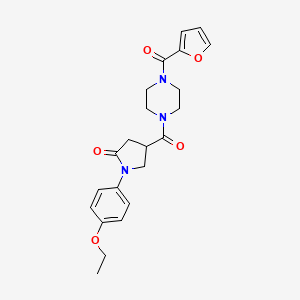 molecular formula C22H25N3O5 B11167998 1-(4-Ethoxyphenyl)-4-[4-(furan-2-carbonyl)piperazine-1-carbonyl]pyrrolidin-2-one 