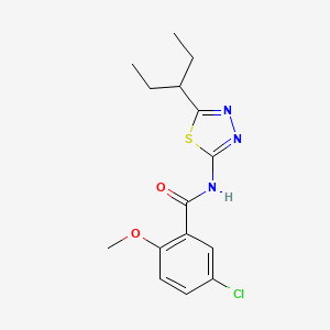 molecular formula C15H18ClN3O2S B11168011 5-chloro-2-methoxy-N-[5-(pentan-3-yl)-1,3,4-thiadiazol-2-yl]benzamide 