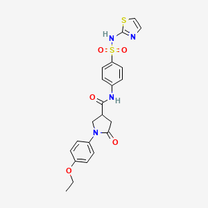 molecular formula C22H22N4O5S2 B11168015 1-(4-ethoxyphenyl)-5-oxo-N-[4-(1,3-thiazol-2-ylsulfamoyl)phenyl]pyrrolidine-3-carboxamide 