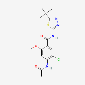 molecular formula C16H19ClN4O3S B11168024 4-(acetylamino)-N-(5-tert-butyl-1,3,4-thiadiazol-2-yl)-5-chloro-2-methoxybenzamide 