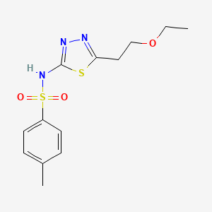 molecular formula C13H17N3O3S2 B11168036 N-[5-(2-ethoxyethyl)-1,3,4-thiadiazol-2-yl]-4-methylbenzenesulfonamide 