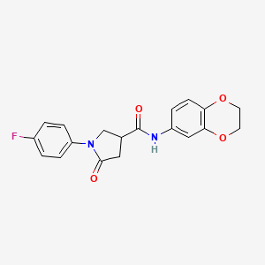 molecular formula C19H17FN2O4 B11168112 N-(2,3-dihydro-1,4-benzodioxin-6-yl)-1-(4-fluorophenyl)-5-oxopyrrolidine-3-carboxamide 