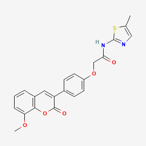 molecular formula C22H18N2O5S B11168235 2-[4-(8-methoxy-2-oxo-2H-chromen-3-yl)phenoxy]-N-(5-methyl-1,3-thiazol-2-yl)acetamide 