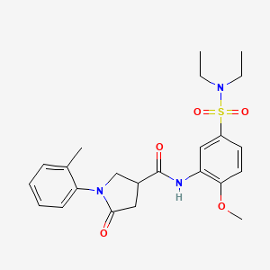 molecular formula C23H29N3O5S B11168237 N-[5-(diethylsulfamoyl)-2-methoxyphenyl]-1-(2-methylphenyl)-5-oxopyrrolidine-3-carboxamide 