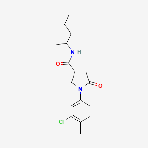 molecular formula C17H23ClN2O2 B11168373 1-(3-chloro-4-methylphenyl)-5-oxo-N-(pentan-2-yl)pyrrolidine-3-carboxamide 