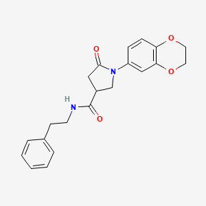 1-(2,3-dihydro-1,4-benzodioxin-6-yl)-5-oxo-N-phenethyl-3-pyrrolidinecarboxamide