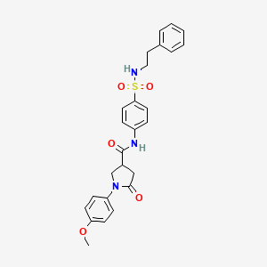 molecular formula C26H27N3O5S B11168447 1-(4-methoxyphenyl)-5-oxo-N-{4-[(2-phenylethyl)sulfamoyl]phenyl}pyrrolidine-3-carboxamide 