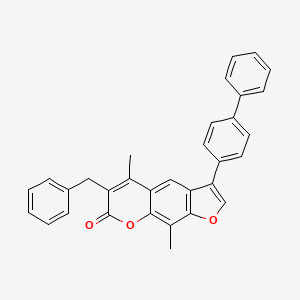 molecular formula C32H24O3 B11168533 6-benzyl-3-(4-biphenylyl)-5,9-dimethyl-7H-furo[3,2-g]chromen-7-one 