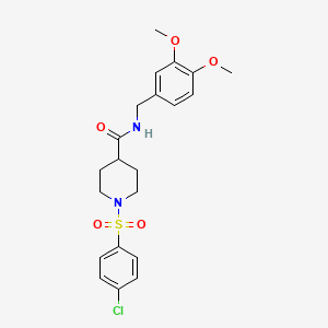 molecular formula C21H25ClN2O5S B11168661 1-[(4-chlorophenyl)sulfonyl]-N-(3,4-dimethoxybenzyl)-4-piperidinecarboxamide 