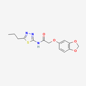 molecular formula C14H15N3O4S B11168678 2-(1,3-benzodioxol-5-yloxy)-N-(5-propyl-1,3,4-thiadiazol-2-yl)acetamide 