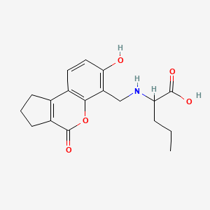 molecular formula C18H21NO5 B11168704 N-[(7-hydroxy-4-oxo-1,2,3,4-tetrahydrocyclopenta[c]chromen-6-yl)methyl]norvaline 