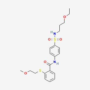 N-{4-[(3-ethoxypropyl)sulfamoyl]phenyl}-2-[(2-methoxyethyl)sulfanyl]benzamide