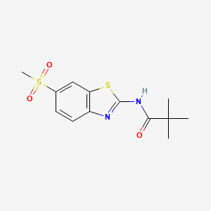 molecular formula C13H16N2O3S2 B11168857 2,2-dimethyl-N-[6-(methylsulfonyl)-1,3-benzothiazol-2-yl]propanamide 