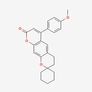 molecular formula C24H24O4 B11168862 6'-(4-Methoxyphenyl)-4',8'-dihydro-3'H-spiro[cyclohexane-1,2'-pyrano[3,2-G]chromen]-8'-one 