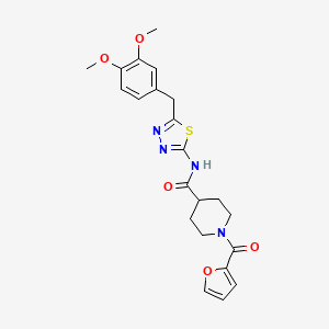 molecular formula C22H24N4O5S B11168878 N-[5-(3,4-dimethoxybenzyl)-1,3,4-thiadiazol-2-yl]-1-(furan-2-ylcarbonyl)piperidine-4-carboxamide 