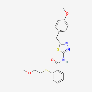 N-[5-(4-methoxybenzyl)-1,3,4-thiadiazol-2-yl]-2-[(2-methoxyethyl)sulfanyl]benzamide