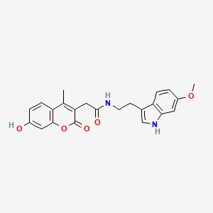 molecular formula C23H22N2O5 B11169020 2-(7-hydroxy-4-methyl-2-oxo-2H-chromen-3-yl)-N-[2-(6-methoxy-1H-indol-3-yl)ethyl]acetamide 