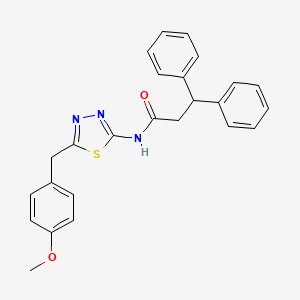 molecular formula C25H23N3O2S B11169027 N-{5-[(4-Methoxyphenyl)methyl]-1,3,4-thiadiazol-2-YL}-3,3-diphenylpropanamide 