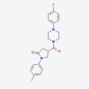 molecular formula C22H24FN3O2 B11169067 4-{[4-(4-Fluorophenyl)piperazin-1-yl]carbonyl}-1-(4-methylphenyl)pyrrolidin-2-one 