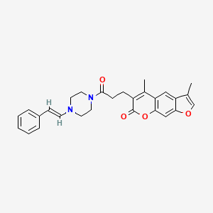 3,5-dimethyl-6-(3-oxo-3-{4-[(E)-2-phenylethenyl]piperazin-1-yl}propyl)-7H-furo[3,2-g]chromen-7-one